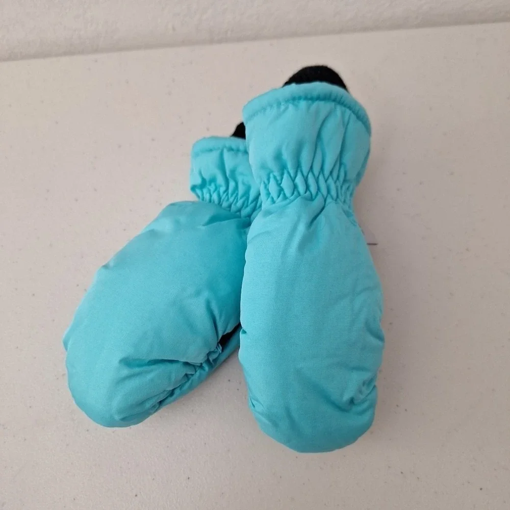 3M THINSULATE Youth Medium Mittens Gloves Palm Grip Waterproof Teal NWOT